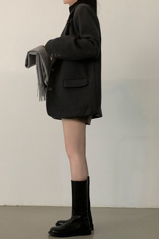 Wool Blend Oversized Longline Blazer