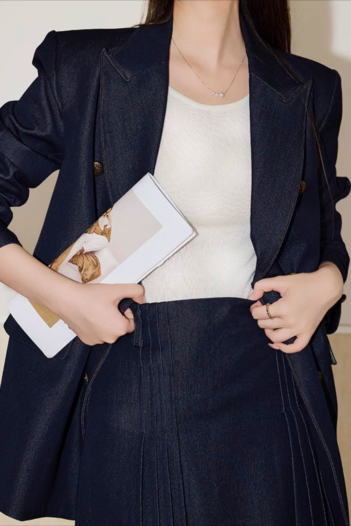 Double Breasted Twill Blazer