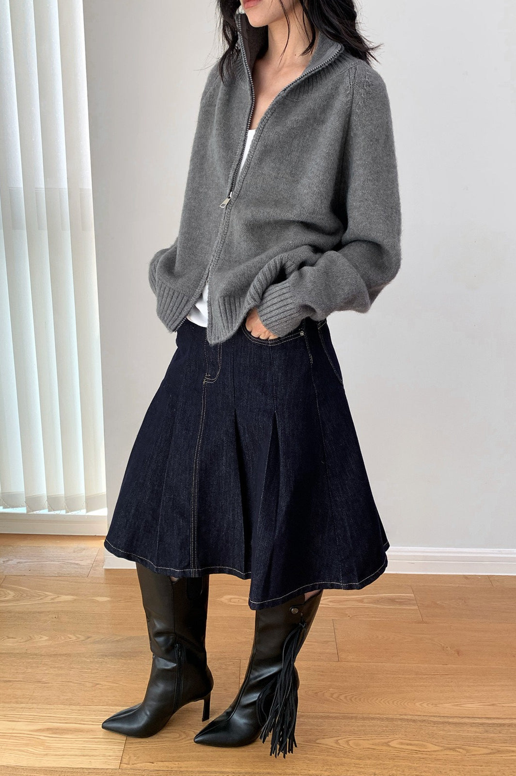 Soft Knit Zipper Cardigan