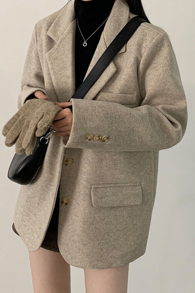 Wool Blend Oversized Longline Blazer