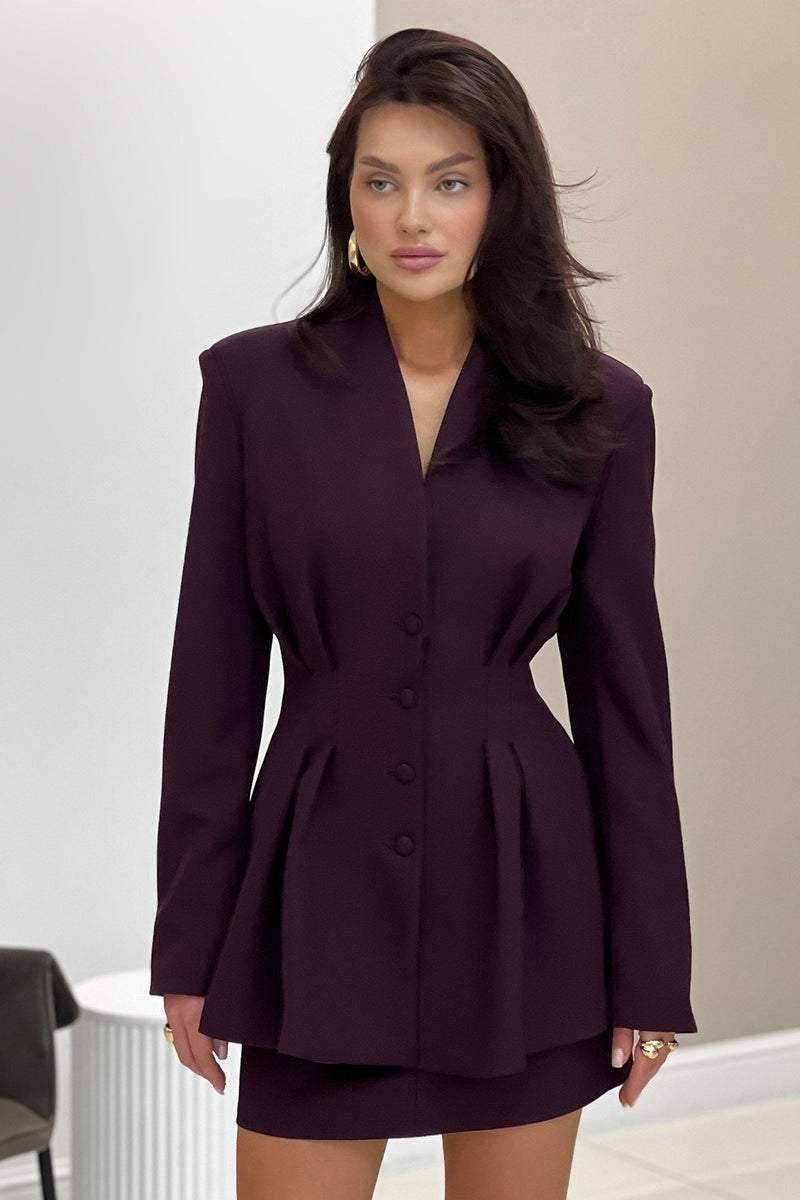 V Neck Waist Detail Blazer
