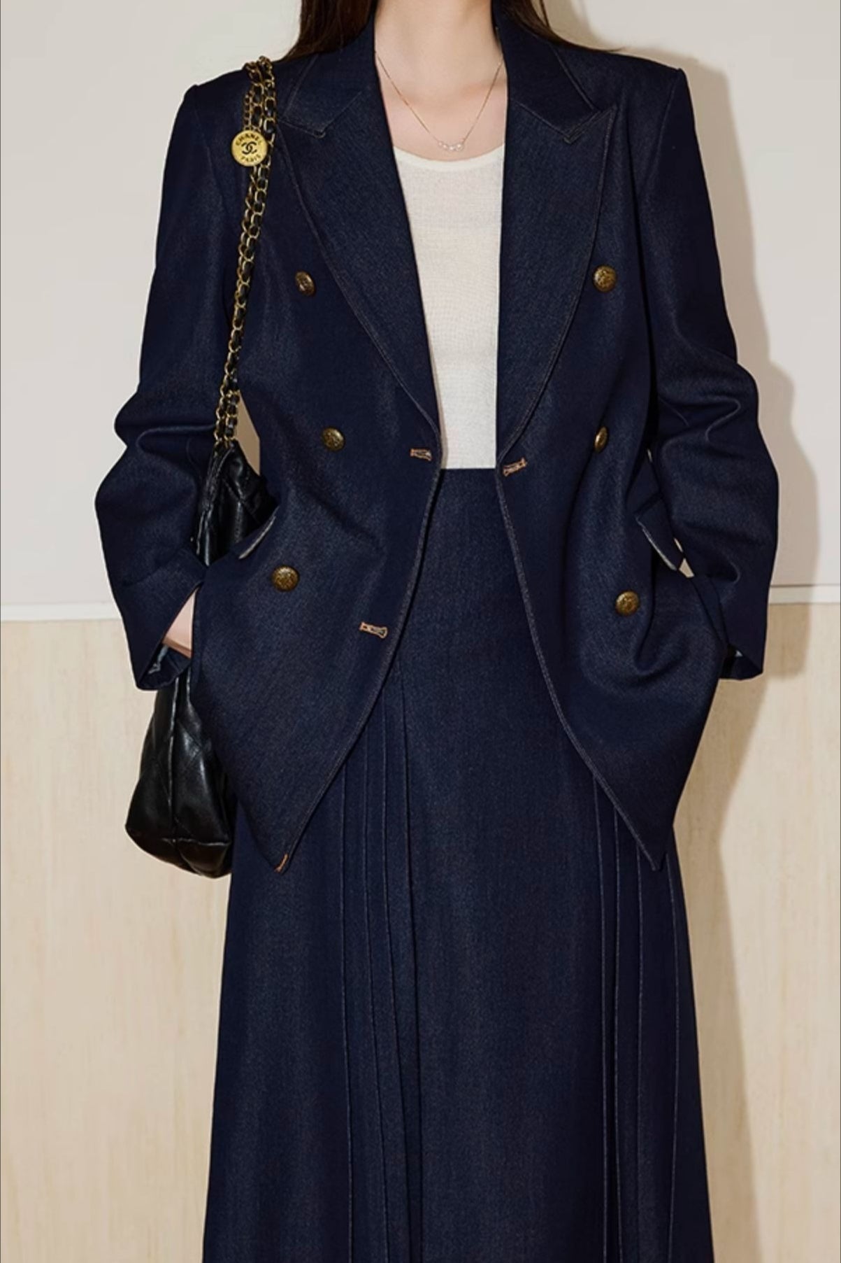Double Breasted Twill Blazer
