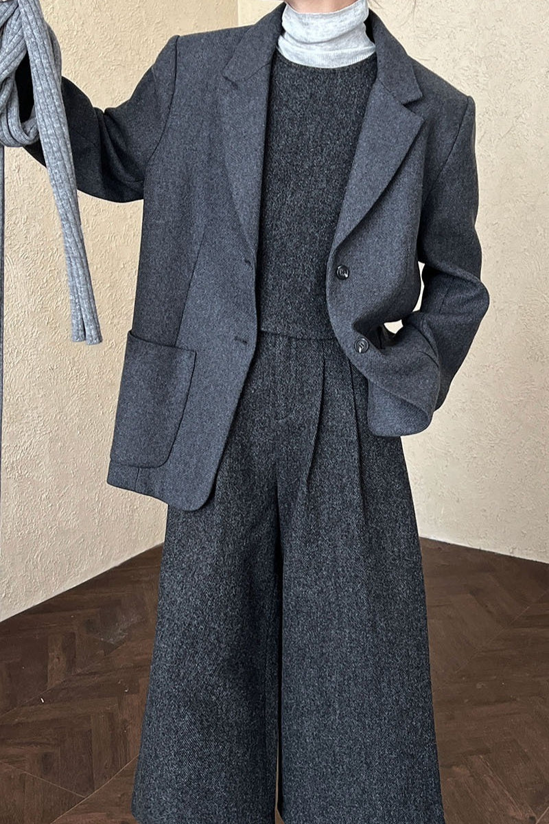 Wool Blend Relaxed Fit Blazer
