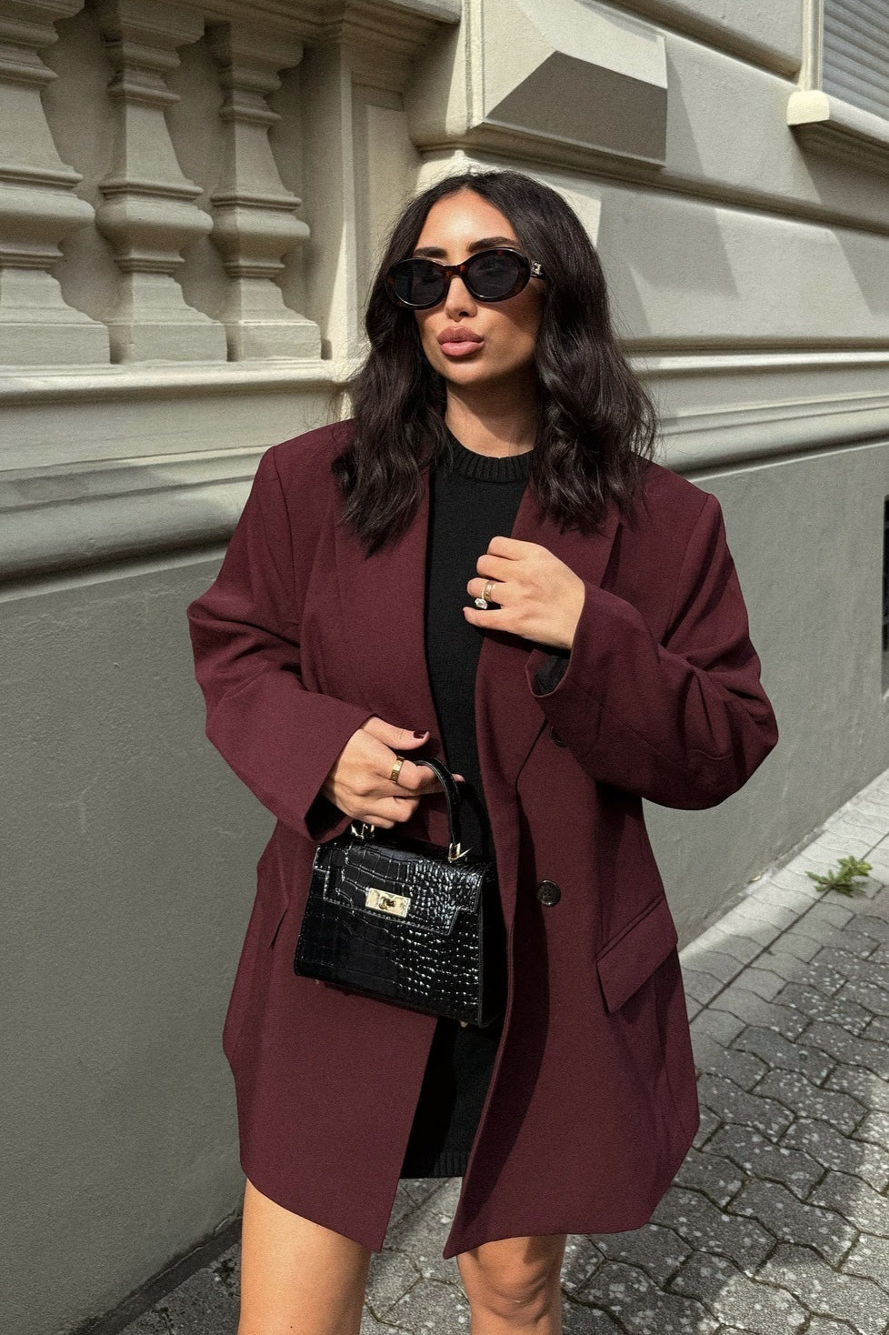Oversized Wide Lapel Structured Blazer