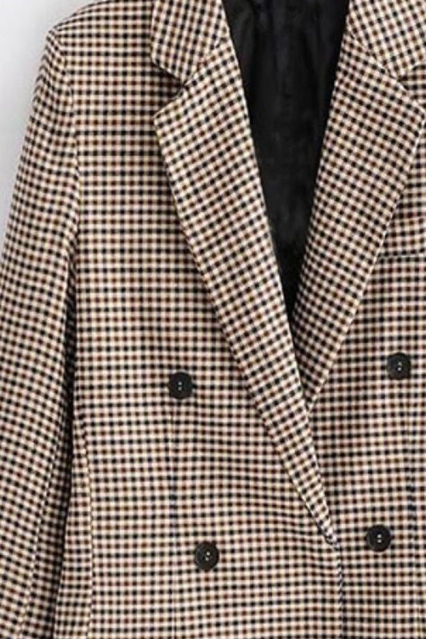 Checkered Office Long Sleeve Blazer